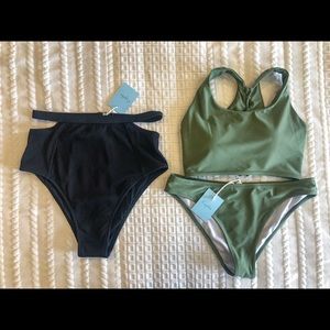 Sage Green Bathing Suit + Extra Black Bottoms